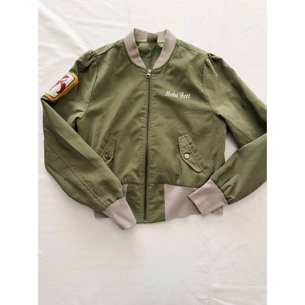 Her Universe Jacket Juniors Small Green Boba Fett Star Wars Bomber Zip Patch
